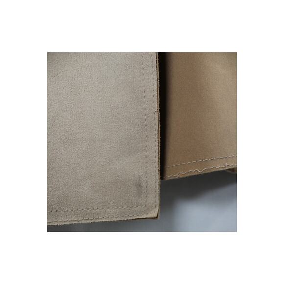 Magaschoni Faux Suede Belted Trench Coat Taupe Zip Pockets Size S - Picture 6 of 11